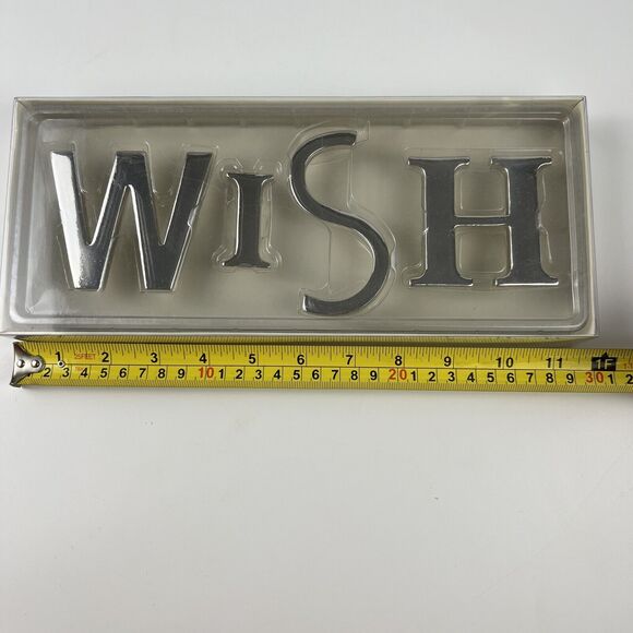 Pottery Barn “WISH” Board Shadow Box Push Pin Letters Chrome Silver 3” Manifest - Picture 8 of 9